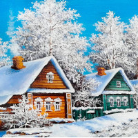 Алмазная мозаика "Зима в деревне" Алмазная мозаика "Зима в деревне"