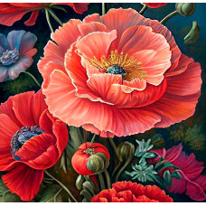 Алмазная мозаика "Маки красные" Алмазная мозаика "Маки красные"