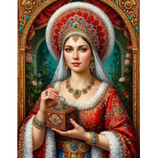Алмазная мозаика "Красавица со шкатулкой" Алмазная мозаика "Красавица со шкатулкой"