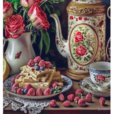 Алмазная мозаика "Натюрморт с малиной" Алмазная мозаика "Натюрморт с малиной"