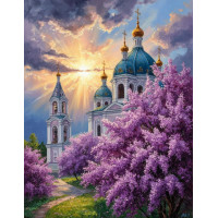 Алмазная мозаика Храм сирень Алмазная мозаика Храм сирень